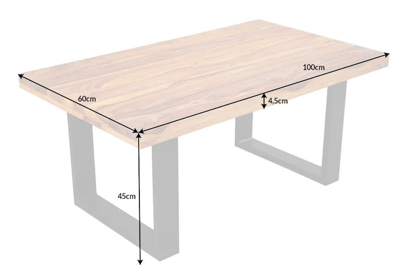 Table basse en bois massif IRON CRAFT 100cm finition pierre de Sheesham marron Design industriel
