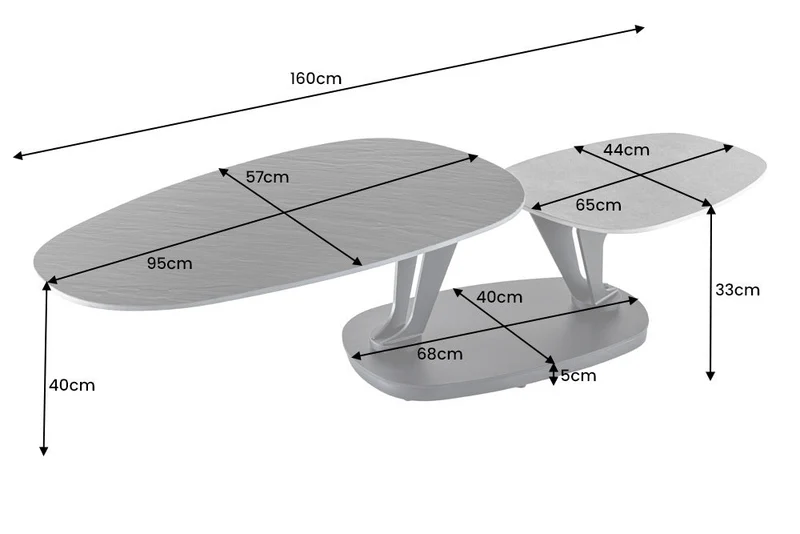 Table basse design MOVEMENT noire ronde rotative Pandora en céramique avec structure en métal