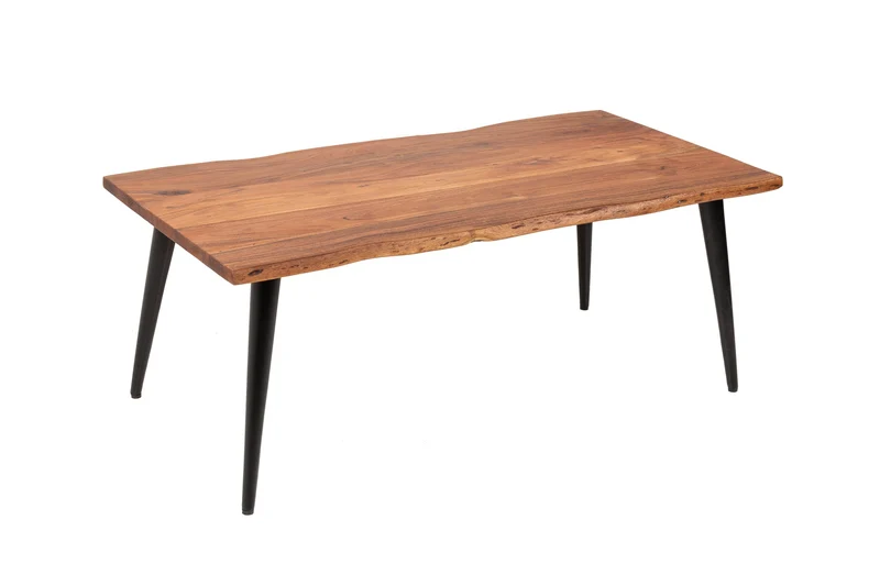 Table basse massive ORGANIC LIVING 110cm en bois d'acacia naturel avec bordure en arbre
