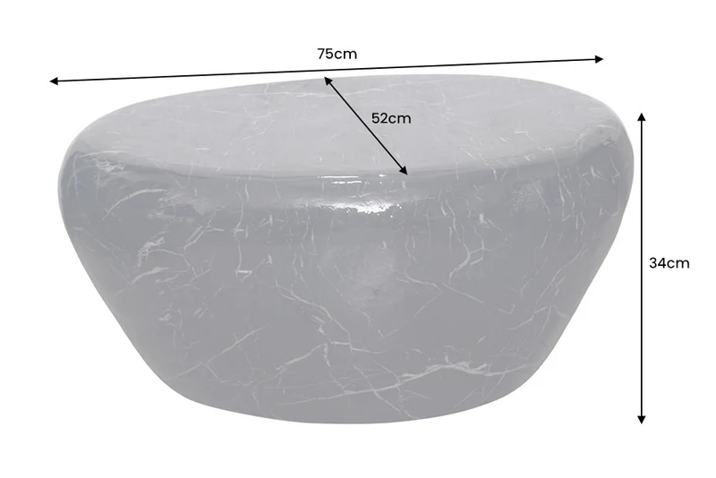 Table basse artisanale STONE 75cm design marbre noir métal