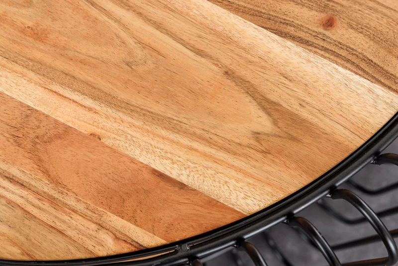 Table basse industrielle TRUE ELEMENTS 70cm en bois massif d'acacia naturel