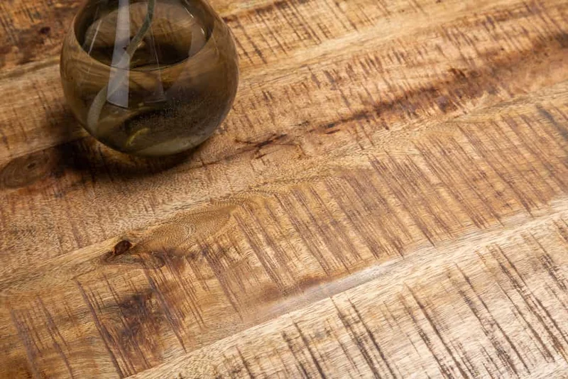 Table à manger industrielle solide GALAXIE 180cm en bois de manguier structure en forme d'étoile
