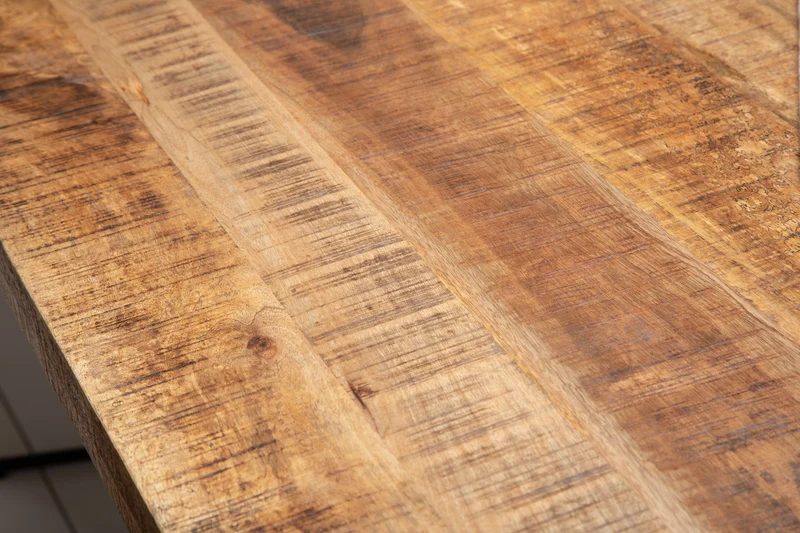 Table à manger industrielle solide GALAXIE 200cm en bois de manguier structure en forme d'étoile