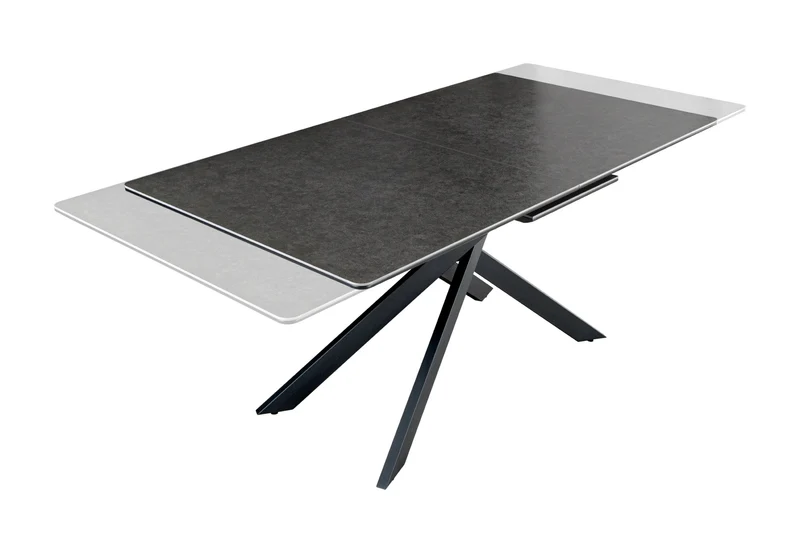 Table à manger extensible ALPINE 160-200cm céramique anthracite structure métal noir