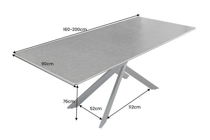 Table à manger extensible ALPINE 160-200cm céramique anthracite structure métal noir
