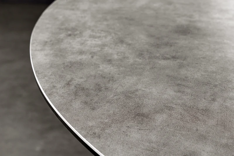 Table à manger ronde ALPINE 120cm céramique anthracite structure métal noir