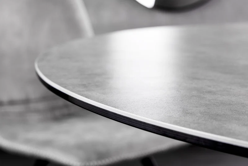 Table à manger ronde ALPINE 120cm céramique anthracite structure métal noir