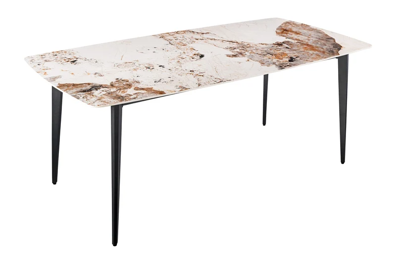 Table à manger MILANO 180 cm céramique blanche Pandora structure métal noir