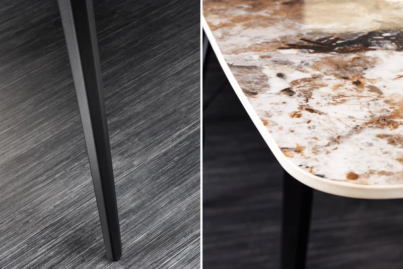 Table à manger MILANO 180 cm céramique blanche Pandora structure métal noir