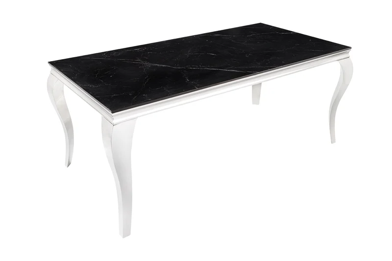 Table à manger design MODERNE BAROQUE 180cm noir anthracite chrome céramique marbre