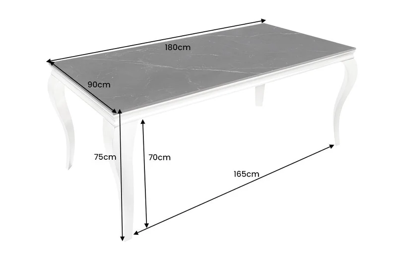 Table à manger design MODERNE BAROQUE 180cm noir anthracite chrome céramique marbre