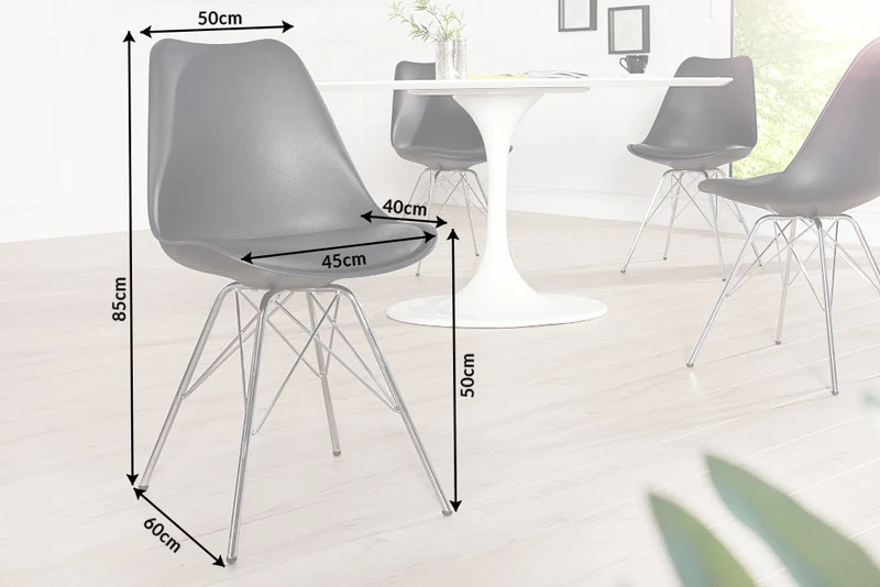 Lot de 2x chaises rétro SCANDINAVIA MEISTERSTÜCK structure chromée noire