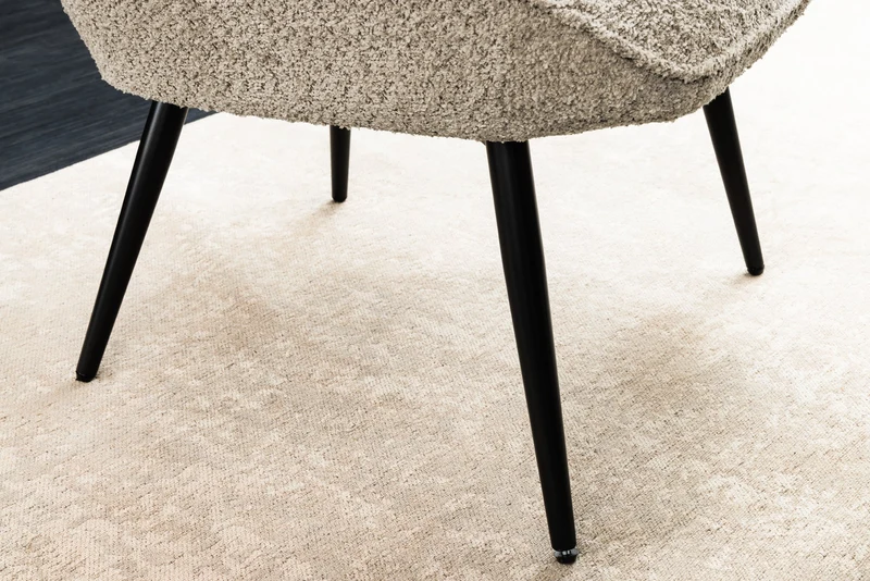 Fauteuil moderne SCANDINAVIA champagne grège Bouclé avec accoudoirs