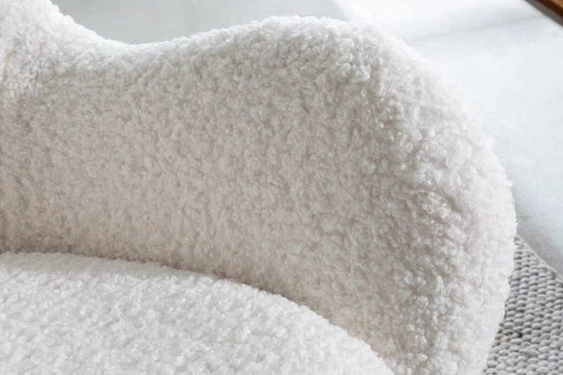 Fauteuil à bascule design SCANDINAVIA SWING blanc bouclé fauteuil métal noir