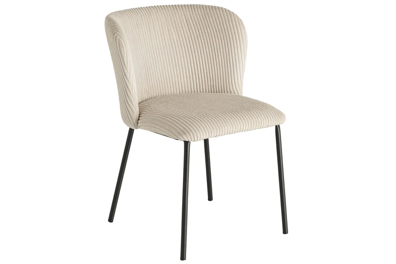 Lot de 2x chaises design LYON velours côtelé beige pieds métal noir