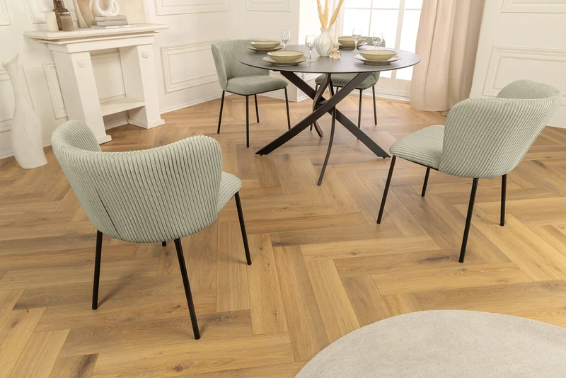 Lot de 2x chaises design LYON cordon menthe pieds métal noir