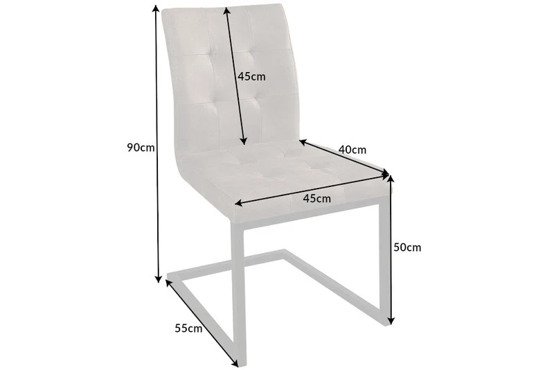 Lot de 2x chaises cantilever design OXFORD structure en fer taupe antique