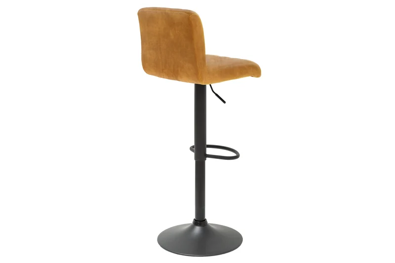 Tabouret de bar pivotant PORTLAND chaise de bar en velours jaune moutarde avec dossier réglable en hauteur