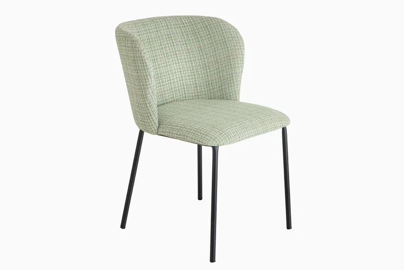 Lot de 2x chaises design LYON à carreaux vert-rose Bouclé pieds métal noir