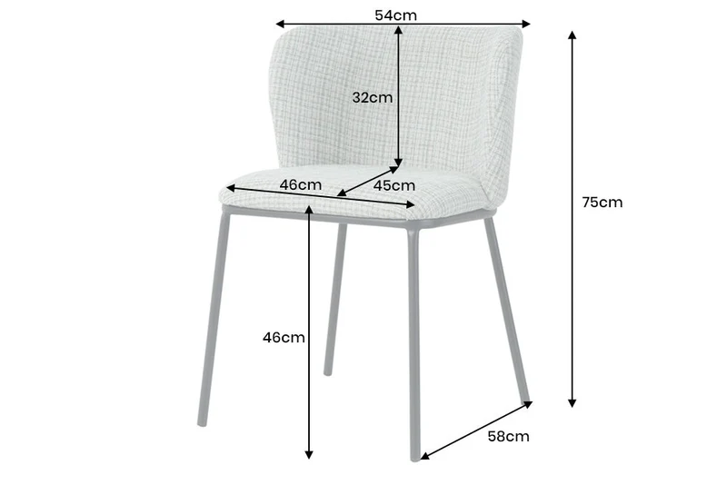 Lot de 2x chaises design LYON à carreaux vert-rose Bouclé pieds métal noir