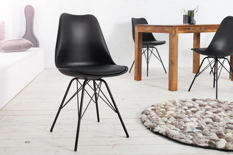 Lot de 2x chaises rétro SCANDINAVIA MEISTERSTÜCK noire