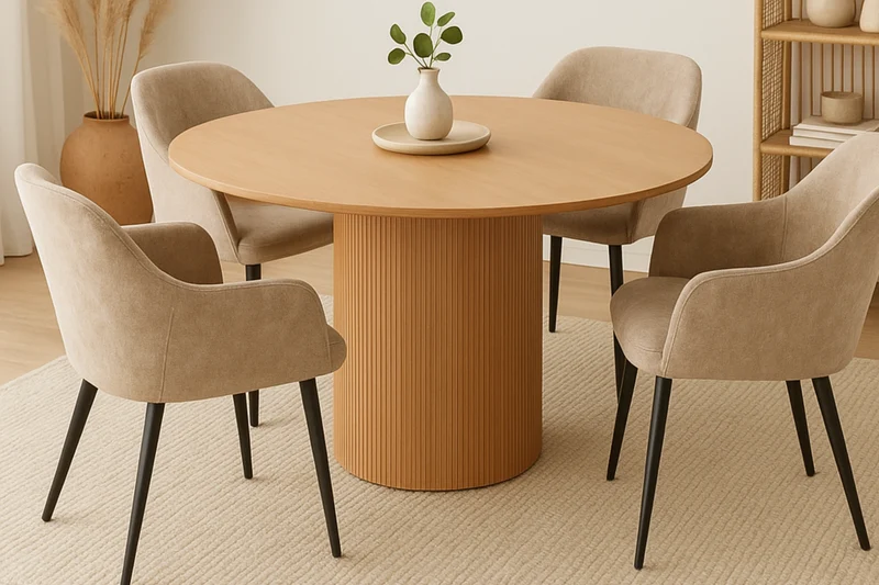 Table à manger ronde Pascal – Design moderne en MDF finition bois – Ø120 cm
