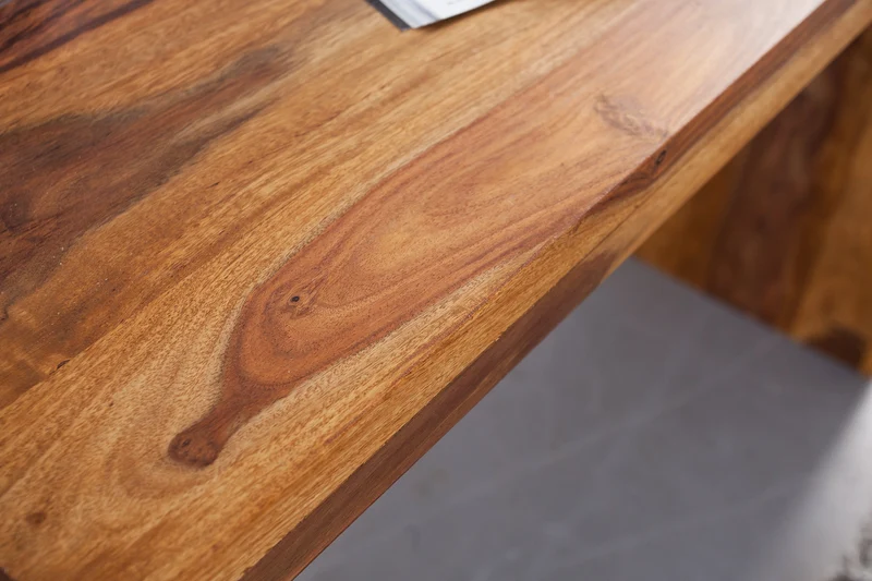 Console solide MAKASSAR 100 cm finition pierre de Sheesham marron