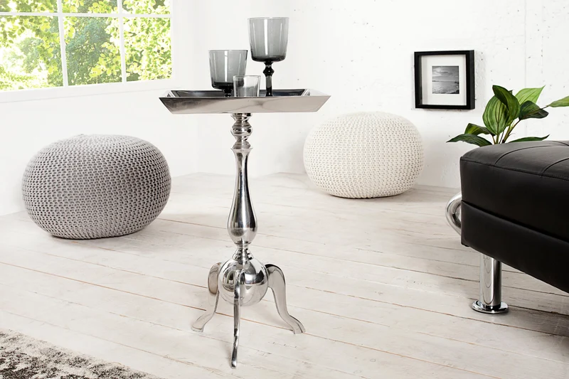 Table d'appoint filigrane TRAYFUL 55 cm en aluminium argenté