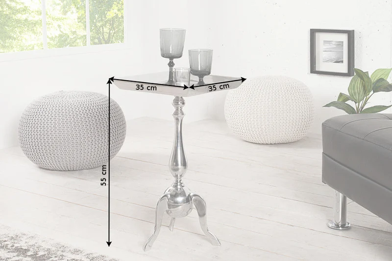 Table d'appoint filigrane TRAYFUL 55 cm en aluminium argenté