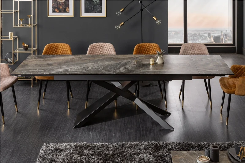Table à manger extensible EUPHORIA 180-220-260cm céramique taupe anthracite fabriquée en Italie