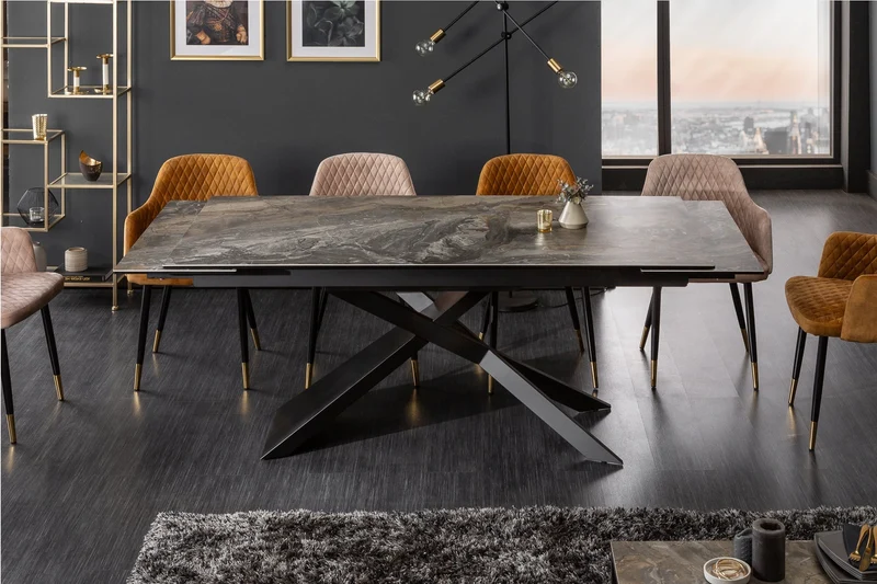 Table à manger extensible EUPHORIA 180-220-260cm céramique taupe anthracite fabriquée en Italie