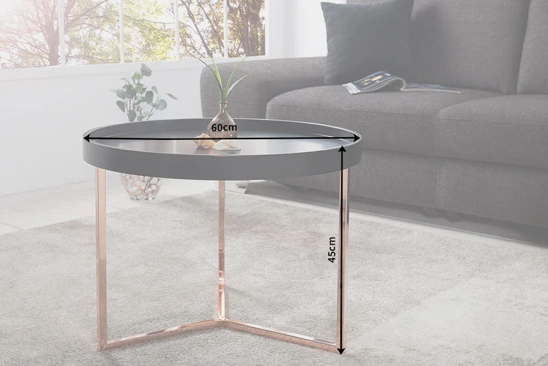 Table basse MODULAIRE extravagante 60 cm ronde en cuivre noir mat avec plateau