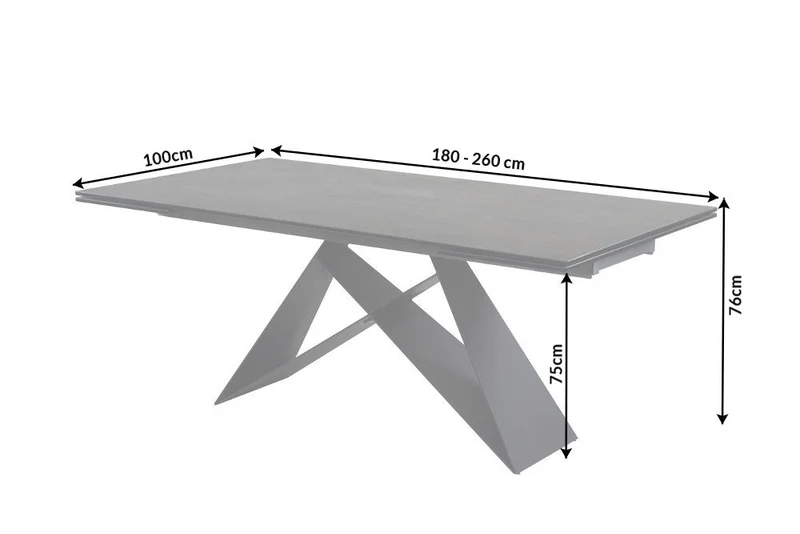 Table à manger extensible PROMETHEUS 180-220-260cm en céramique de lave fabriquée en Italie