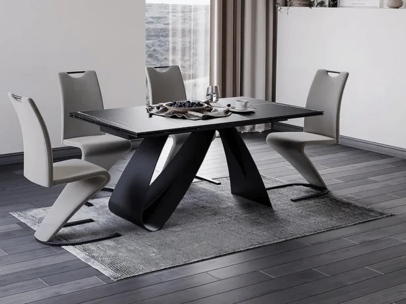 Table à manger extensible céramique marbre noir ALMA