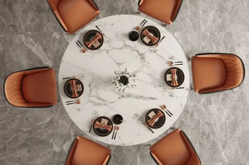 Table à manger ronde avec pied or - LIVI