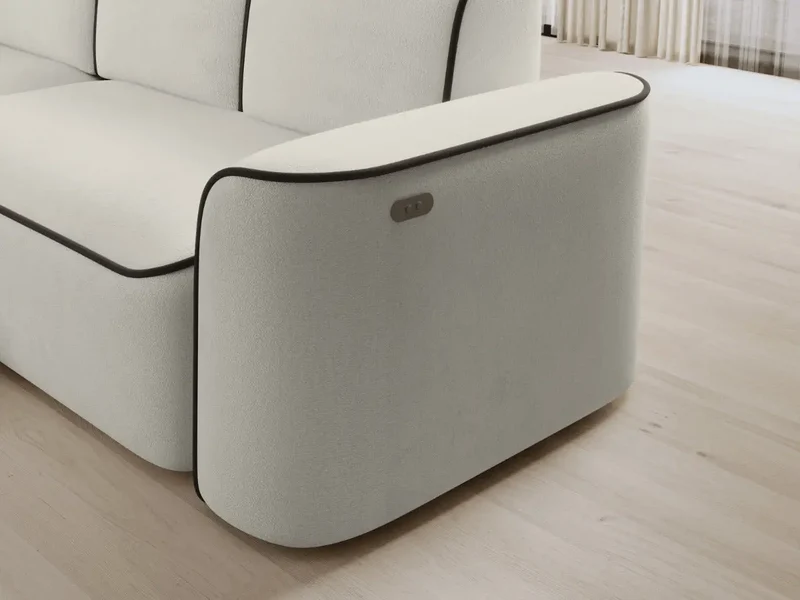 Canapé d'angle convertible électrique tissu boucle LUMIA