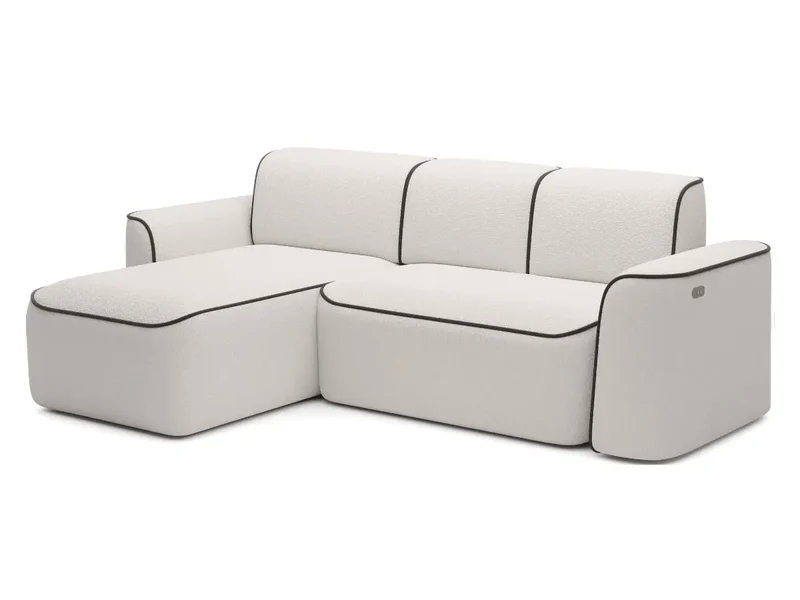 Canapé d'angle convertible électrique tissu boucle LUMIA
