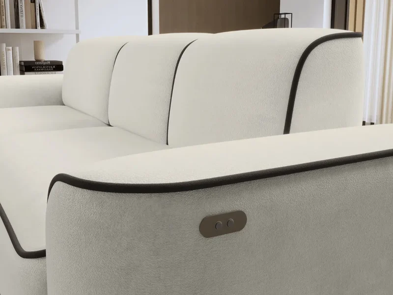 Canapé d'angle convertible électrique tissu boucle LUMIA