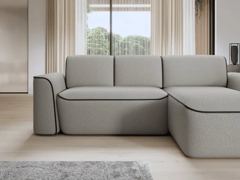 Canapé d'angle convertible électrique tissu boucle LUMIA