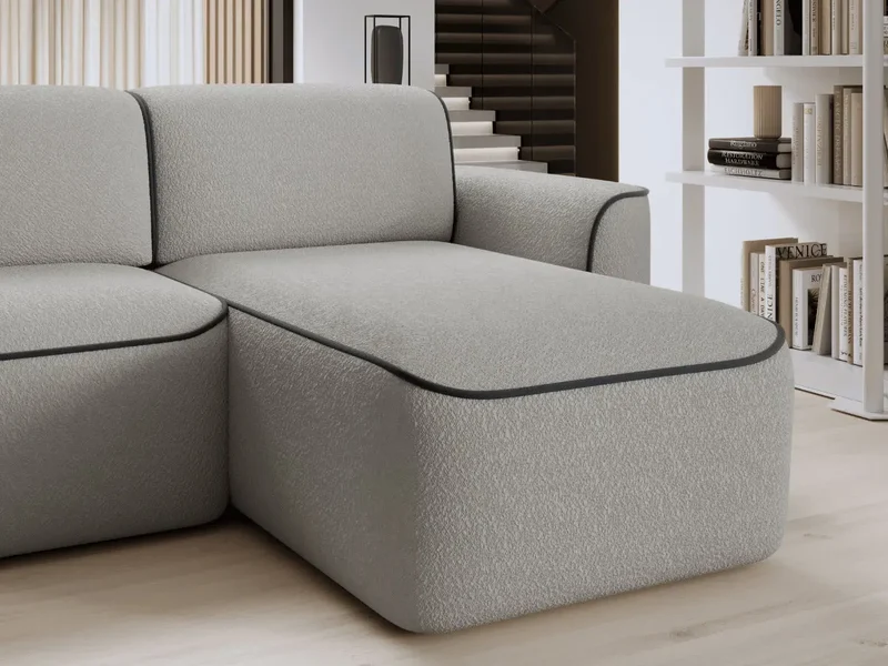 Canapé d'angle convertible électrique tissu boucle LUMIA