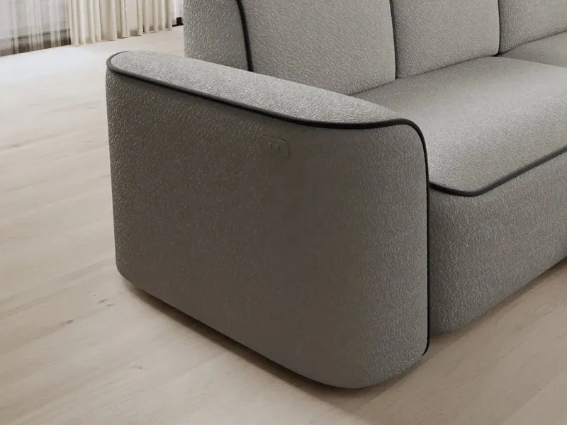 Canapé d'angle convertible électrique tissu boucle LUMIA
