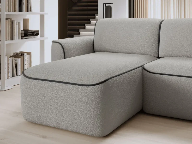 Canapé d'angle convertible électrique tissu boucle LUMIA