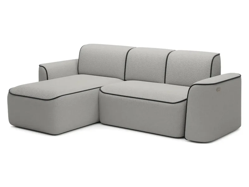 Canapé d'angle convertible électrique tissu boucle LUMIA