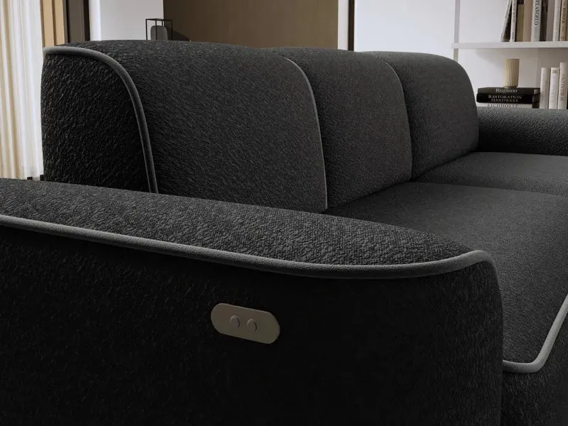 Canapé d'angle convertible électrique tissu boucle LUMIA