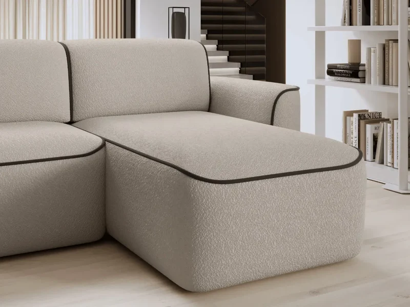 Canapé d'angle convertible électrique tissu boucle LUMIA