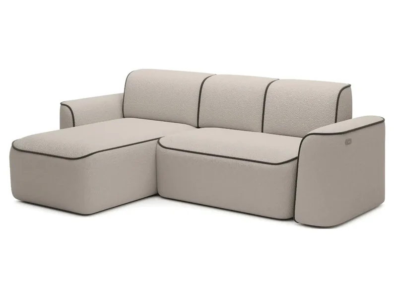 Canapé d'angle convertible électrique tissu boucle LUMIA