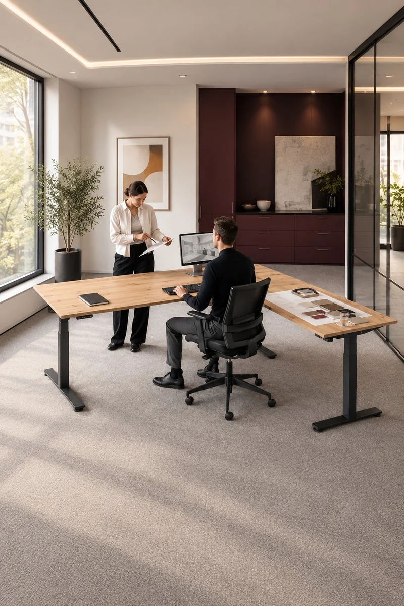 Bureau d'angle assis debout électrique Desk Up - L200xP200 cm