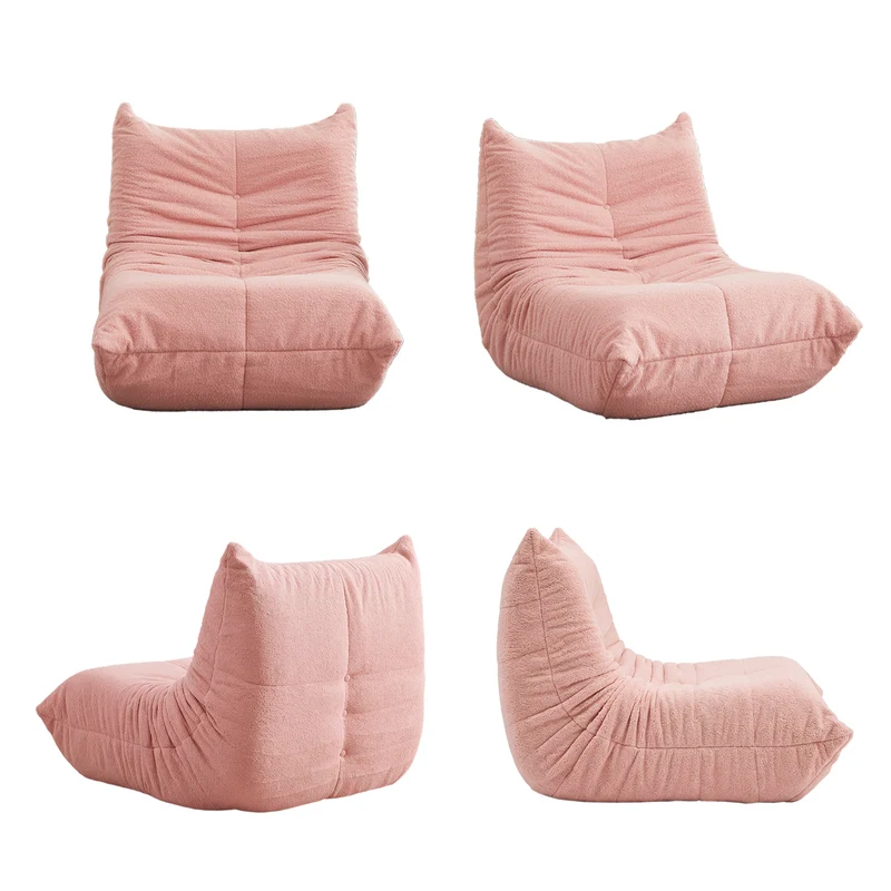Fauteuil style Togo rose chenille, fauteuil de sol sans cadre ergonomique