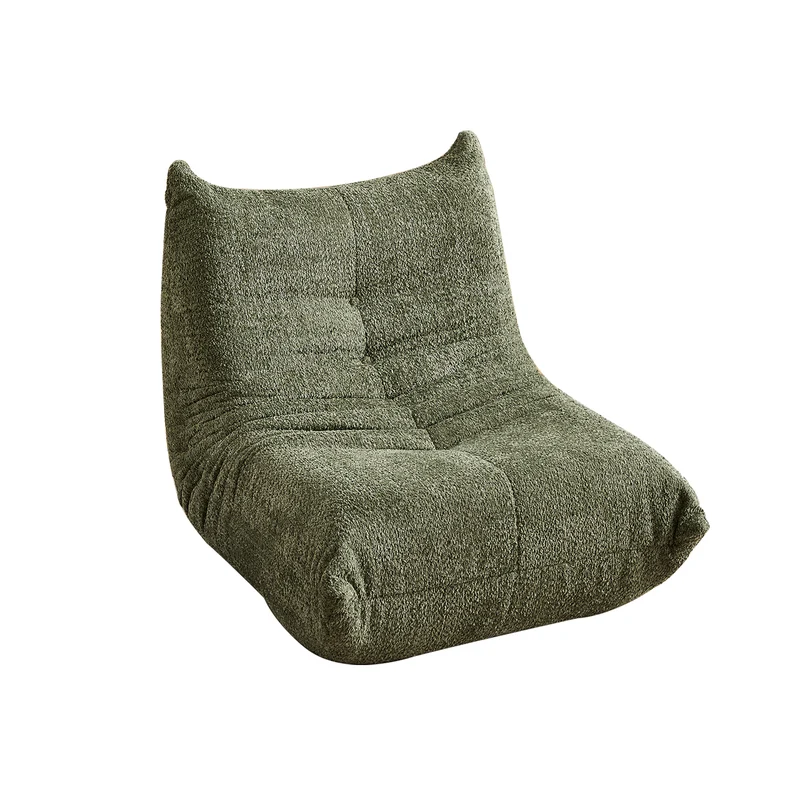 Fauteuil style Togo vert chenille, fauteuil de sol sans cadre ergonomique