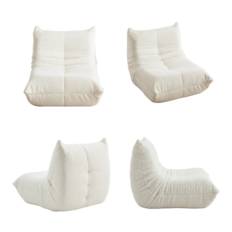 Fauteuil style Togo beige chenille, fauteuil de sol sans cadre ergonomique